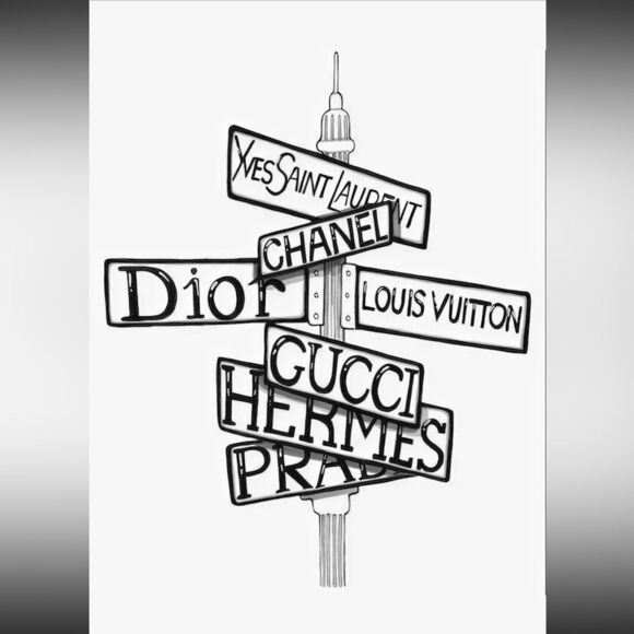 Set 4 Chanel Prada Hermes LV Prints~DESIGNER FASHION QUOTE Vogue Luxury WALL ART - Picture 2 of 10